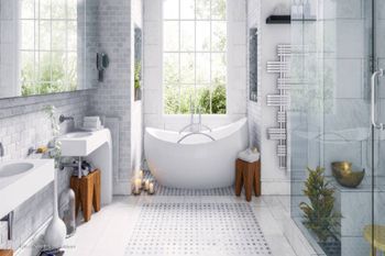 modernes Badezimmer in weiß und grau