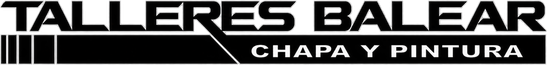 Logotipo de TALLERES BALEAR en negro y gris, con &laquo;CHAPA Y PINTURA&raquo; debajo, sobre un fondo transparente