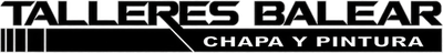 Logotipo de TALLERES BALEAR en negro y gris, con &laquo;CHAPA Y PINTURA&raquo; debajo, sobre un fondo transparente