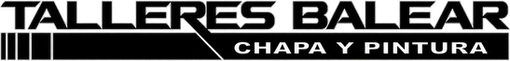 Logotipo de TALLERES BALEAR en negro y gris, con &laquo;CHAPA Y PINTURA&raquo; debajo, sobre un fondo transparente