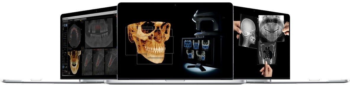 Pantalla cúbica multipanel negra con imágenes de calaveras y gráficos abstractos sobre un fondo oscuro.