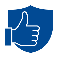 Icon: Daumen hoch mit Schild