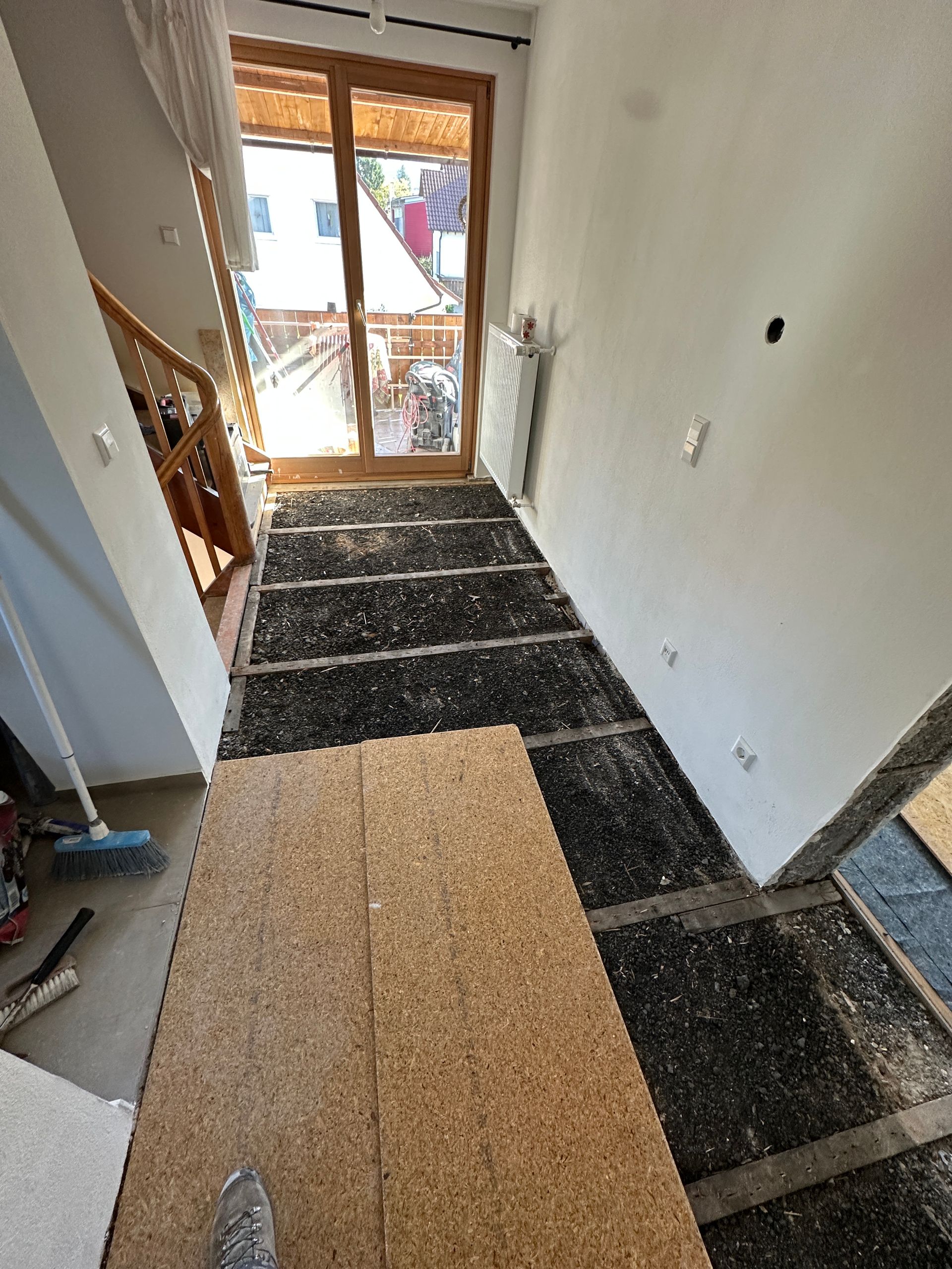 Bodenuntergrund mit Trittschalldämmung im Flur