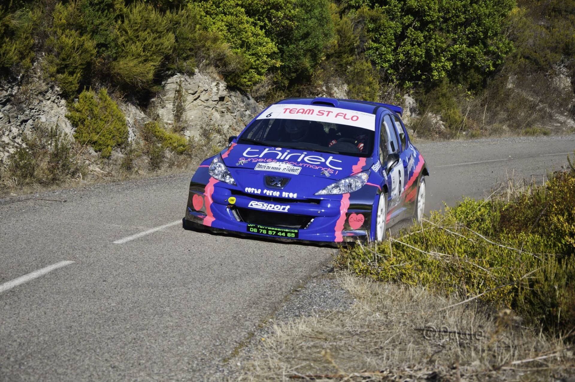 Voiture préparée pour rallye de la marque Peugeot.
