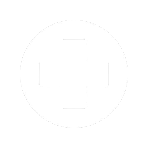 Croix médicale blanche à l'intérieur d'un cercle légèrement estompé.