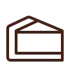 Dibujo de línea marrón de una rebanada de pastel, parcialmente dentro de una caja, lo que sugiere una panadería o un postre.