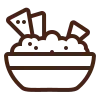 Tazón de guacamole con totopos.