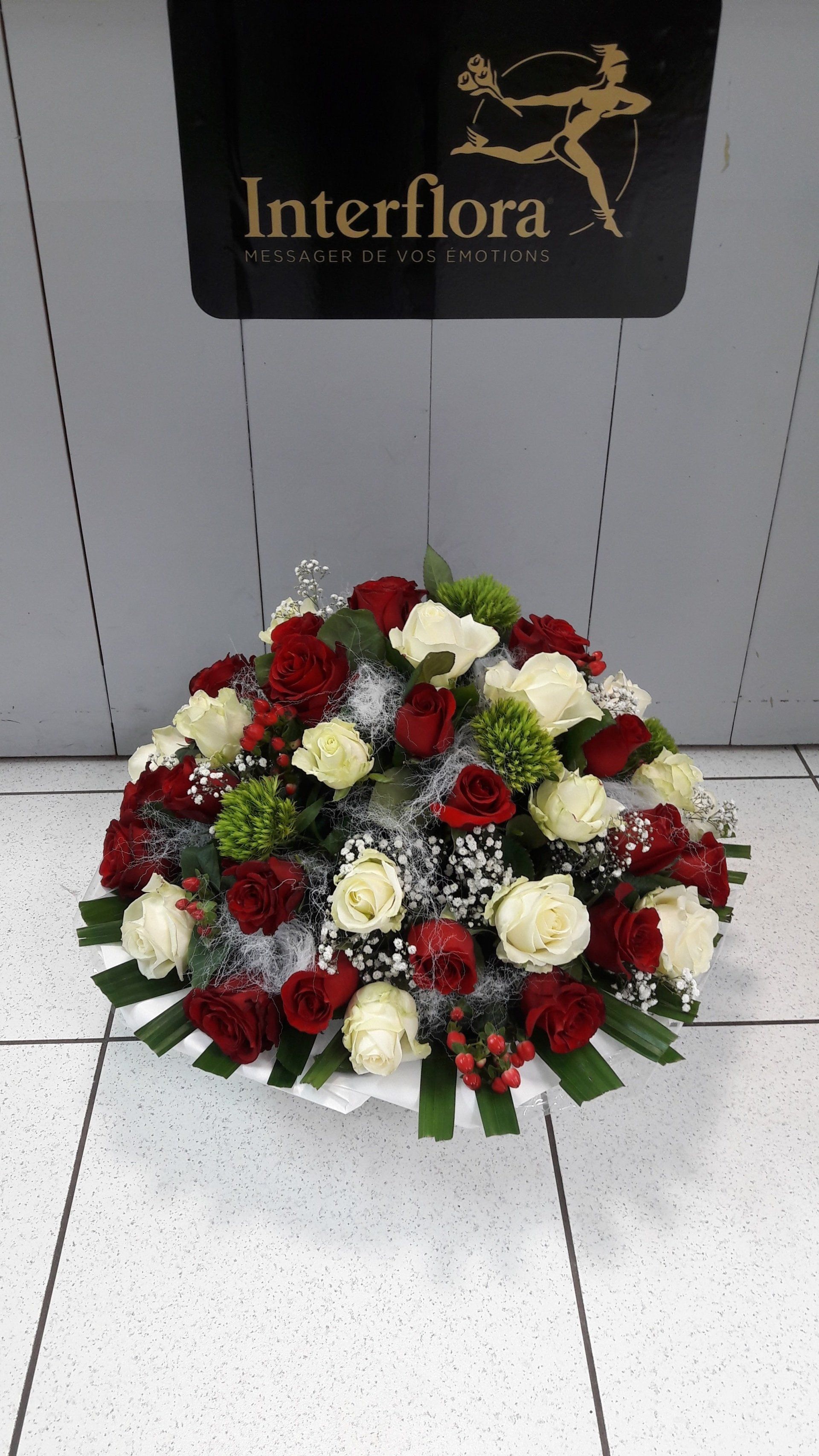 Gerbe rose, rouge et blanche