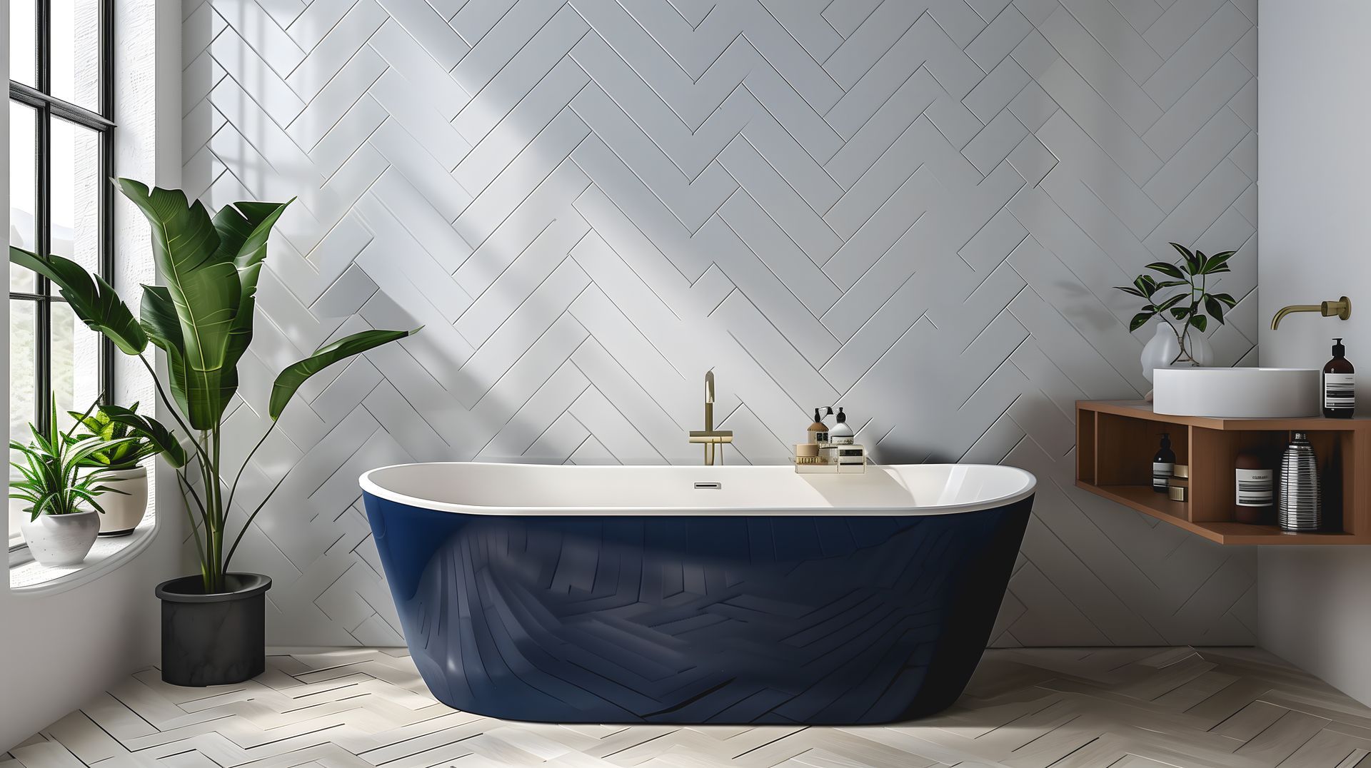 Une salle de bains avec du carrelage mural