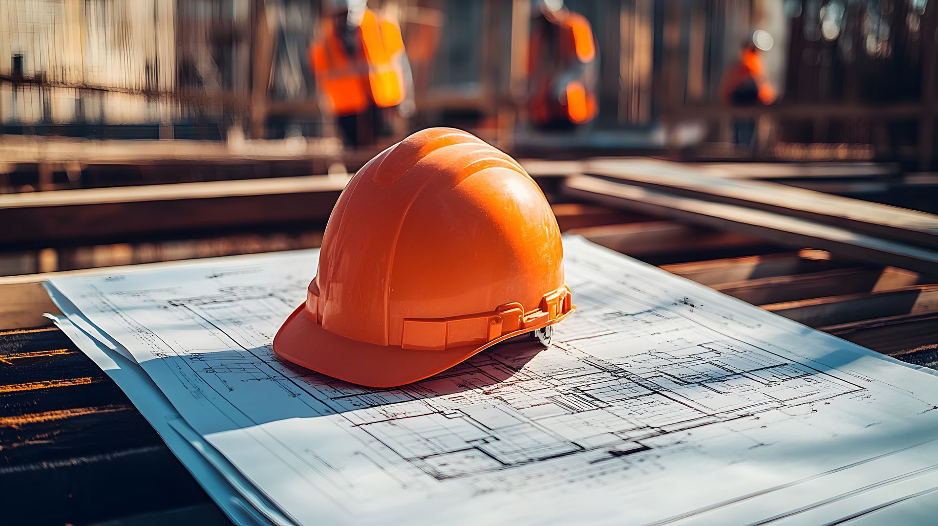 Un casque orange posé sur un plan