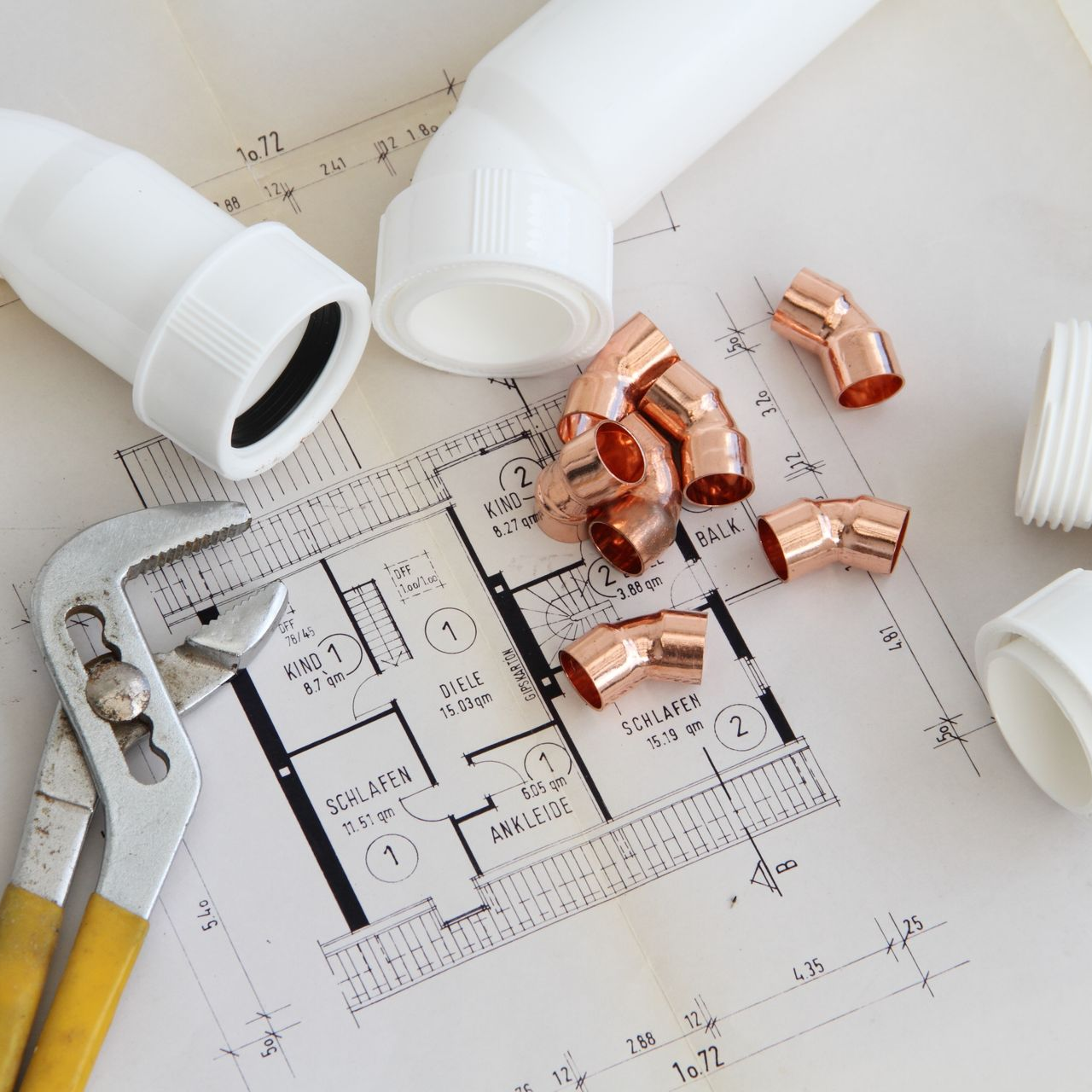 Plan et matériel de salle de bains