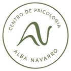 Logo circular verde oliva de Centro de Psicología Alba Navarro con monograma estilizado en el centro