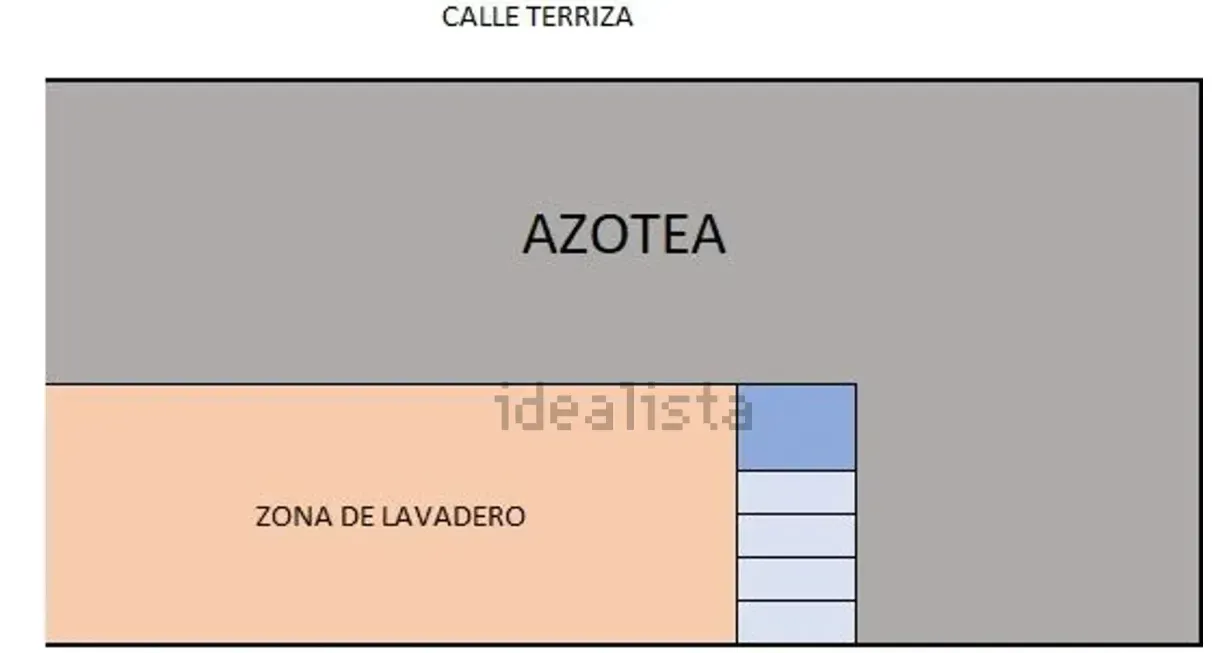 Planta baja: Azotea, zona de lavadero y escaleras en edificio.