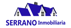 Logotipo de Serrano Inmobiliaria, que presenta un icono de casa azul sobre el nombre de la empresa.