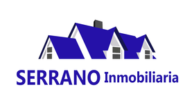 Logotipo para Serrano Inmobiliaria: Silueta de casa azul sobre texto