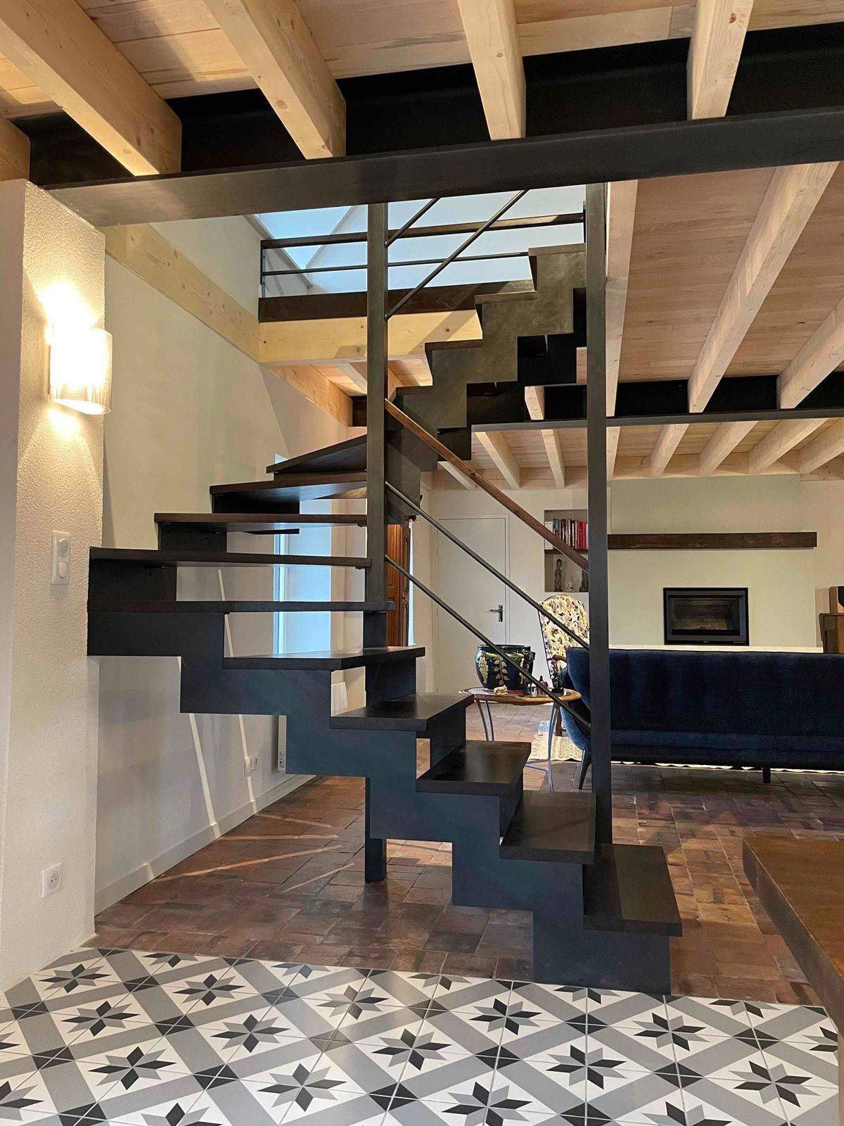 Escalier en colimaçon en fer