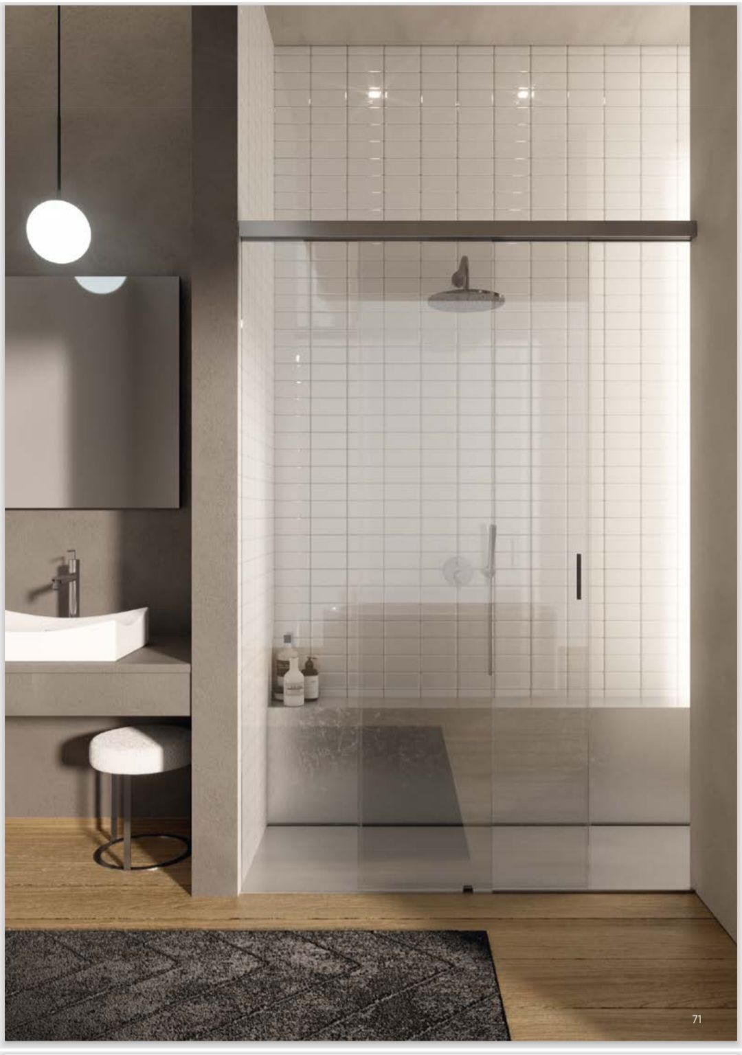 Salle de bains moderne avec cabine de douche en verre