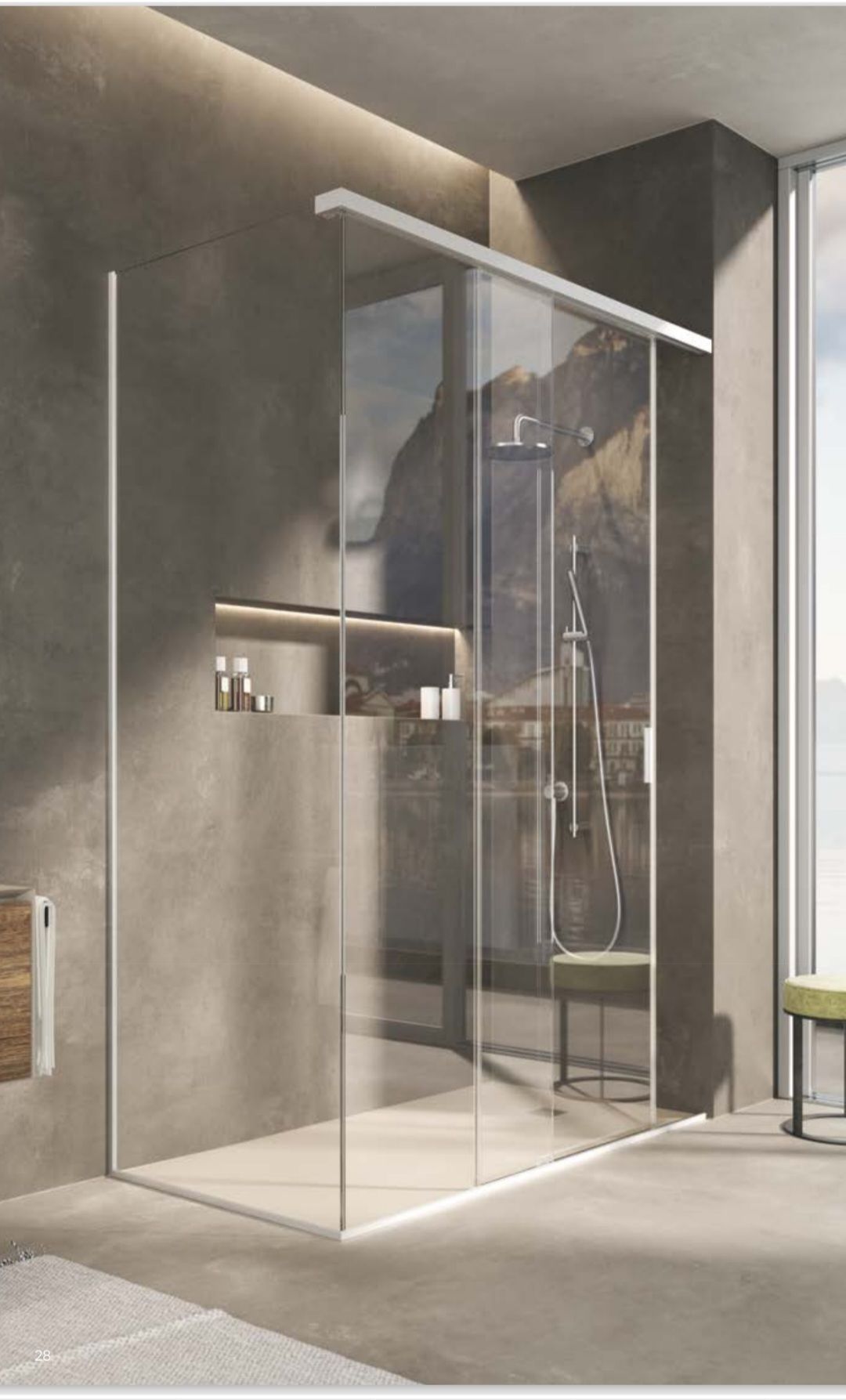 Cabine de douche moderne avec parois en verre et structure métallique