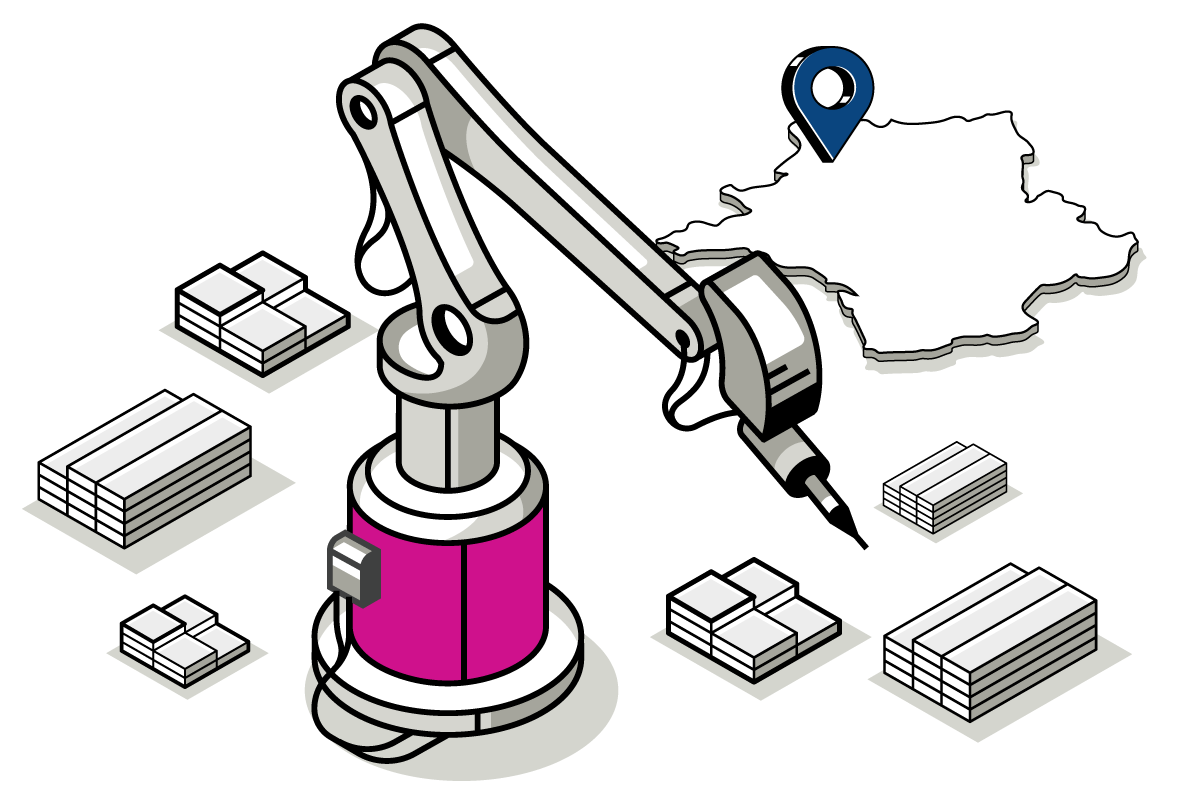 Machine outil et carte de la France.