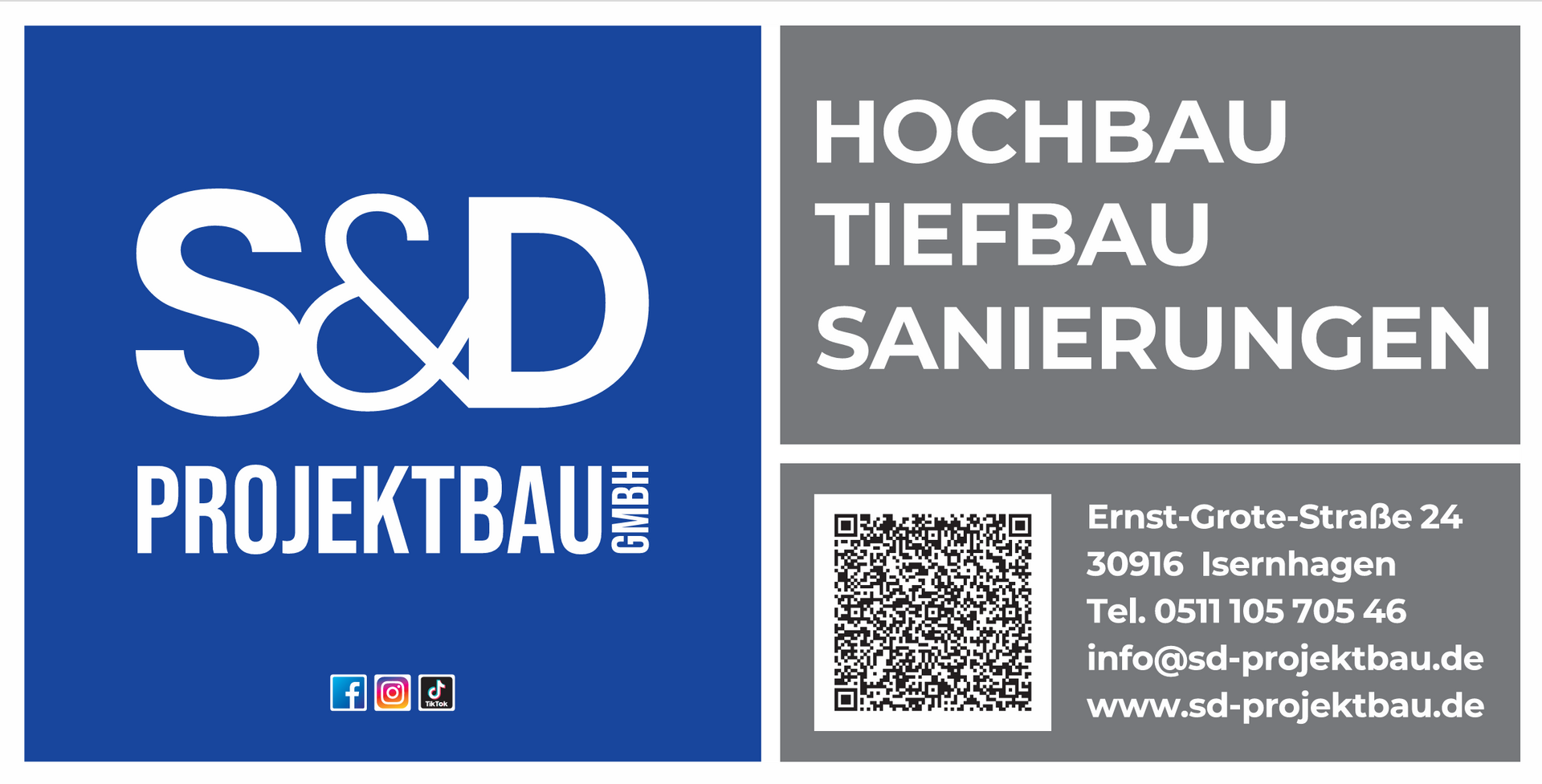 Logo for S&D Projektbau GmbH, featuring text 