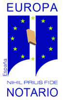 Un logotipo azul y blanco para Europa Nihil Prius Fide Notario