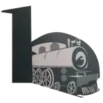 Una letra L negra con una imagen de un tren en ella.