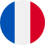 Une icône circulaire représentant le drapeau français à rayures verticales bleues, blanches et rouges.