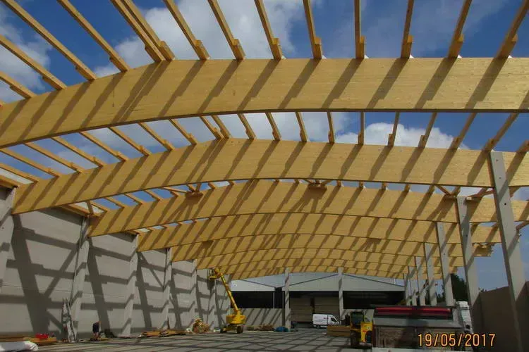 Zimmerei Andreas Karl GmbH - gewölbte Holzbalken und -streben als Dachkonstruktion