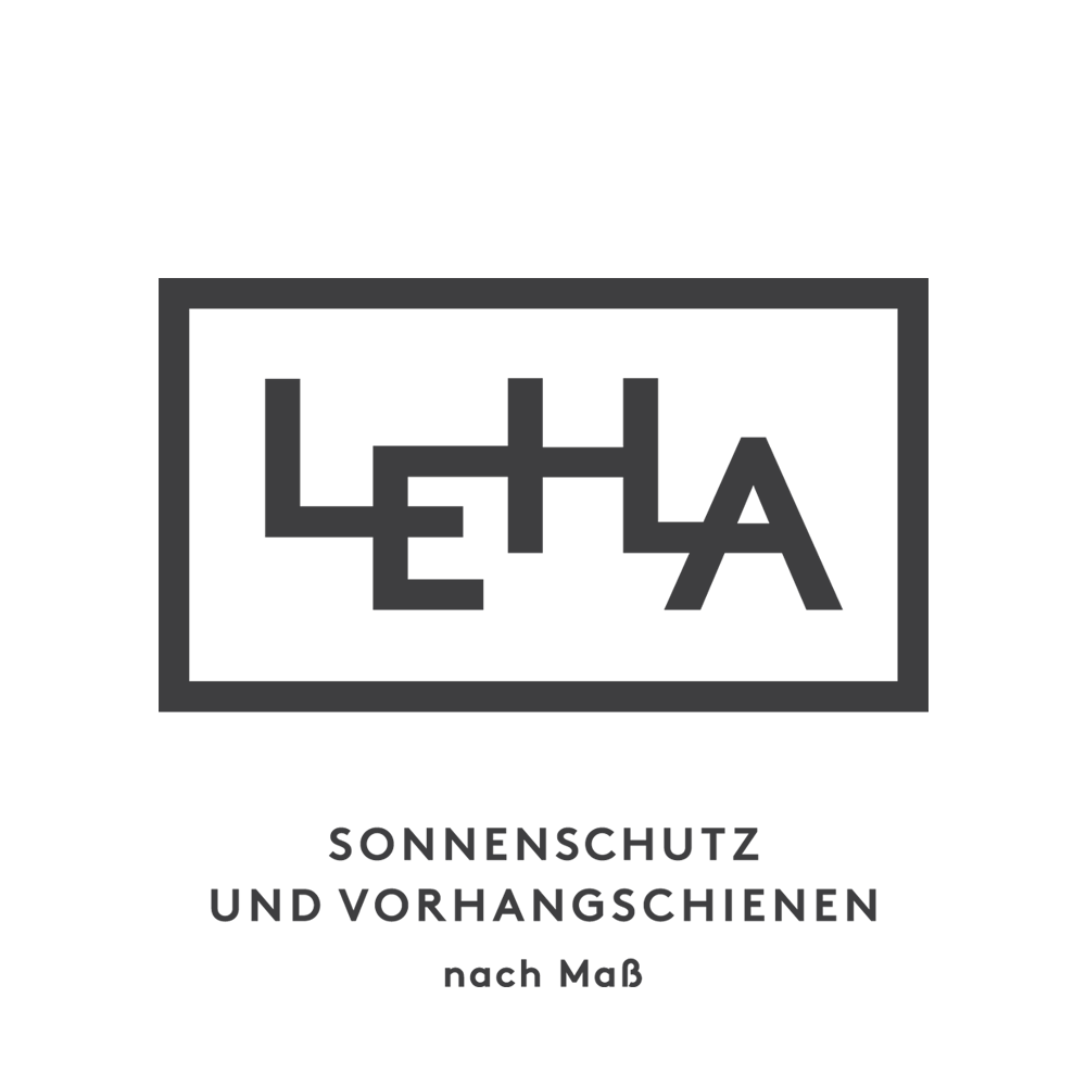 Un logo per la protezione solare e le guide per tende Leha su misura