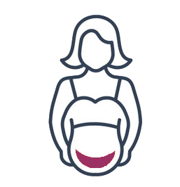 Un dibujo lineal de una mujer embarazada sosteniendo su vientre.