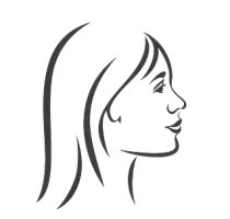 Perfil de una mujer con cabello lacio, sonriendo.