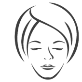 Rostro de mujer, ojos cerrados, cabello corto.