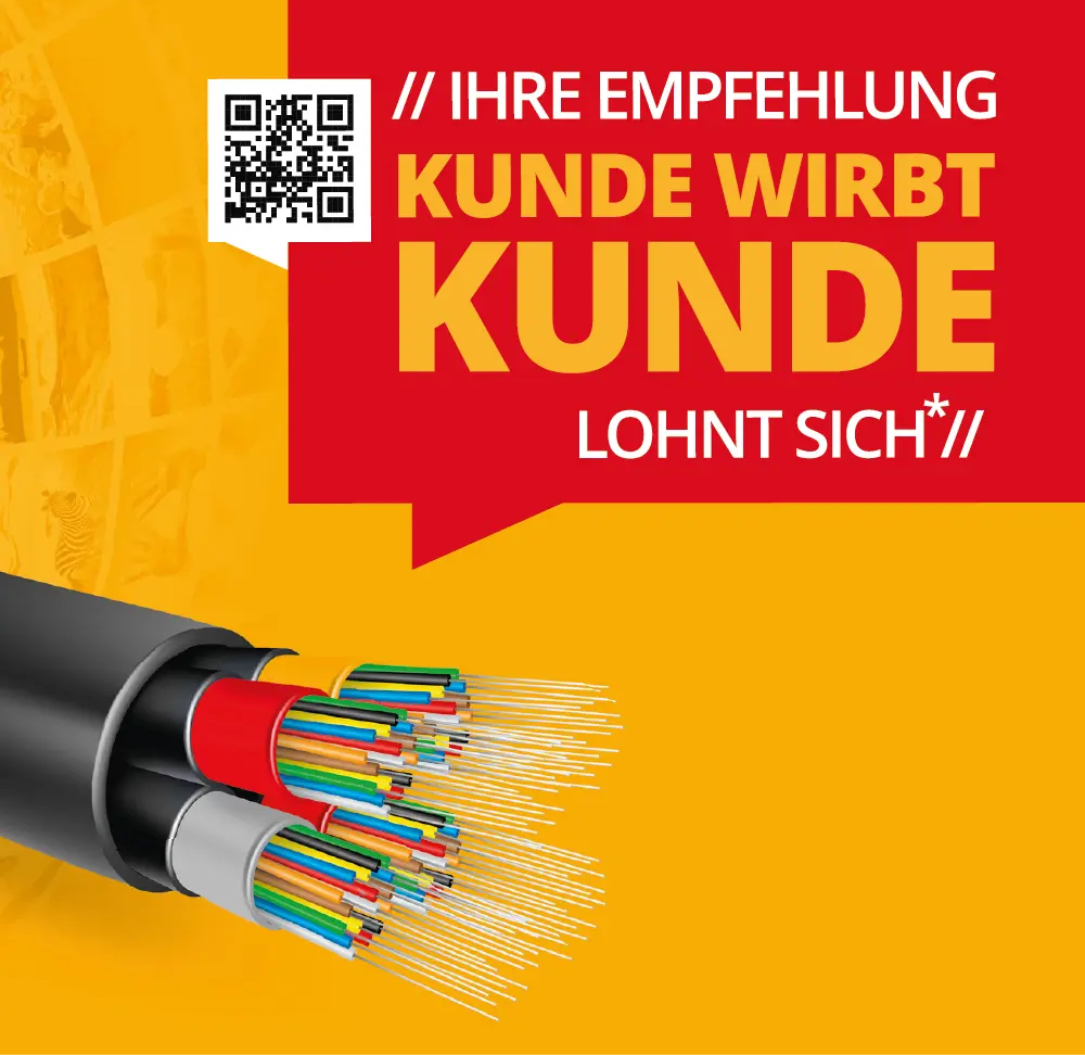 A picture of a bunch of wires that says kunde wirbt kunde lohnt sich
