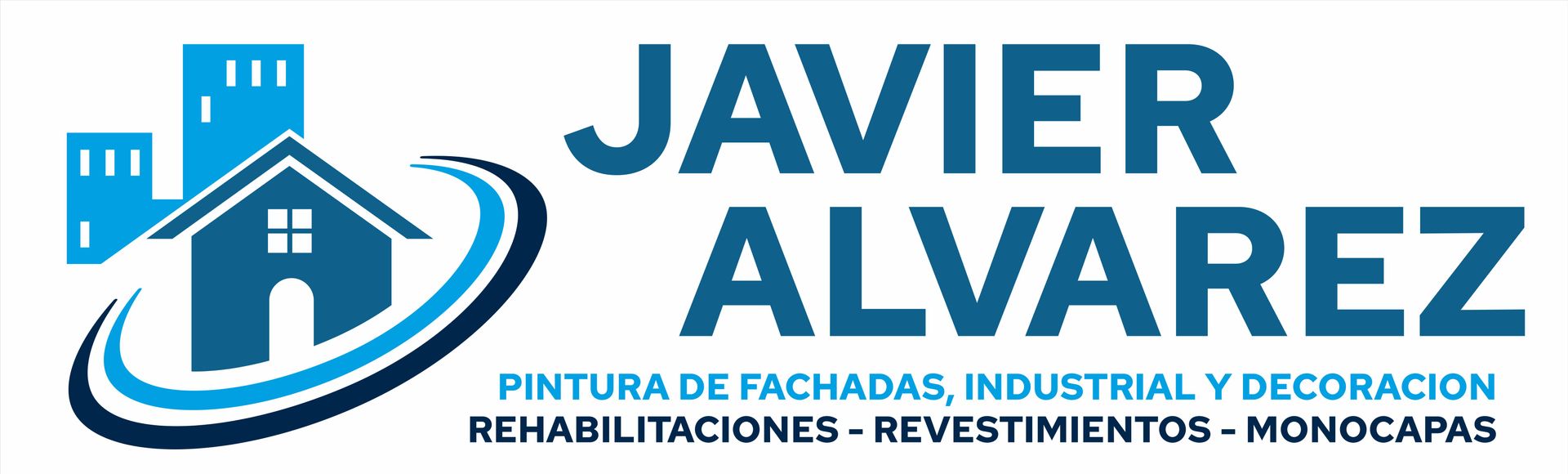 Un logo de Javier Álvarez con una casa en el medio.
