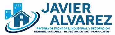 Un logo de Javier Álvarez con una casa en el medio.