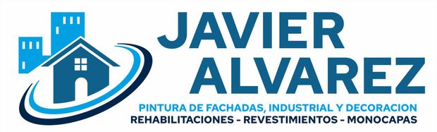 Un logo de Javier Álvarez con una casa en el medio.