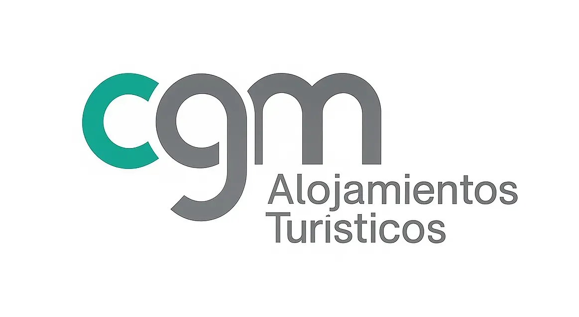 Logo for CGM Administración de Fincas: teal "c" and grey "gm" letters with Spanish text "Administración de Fincas."