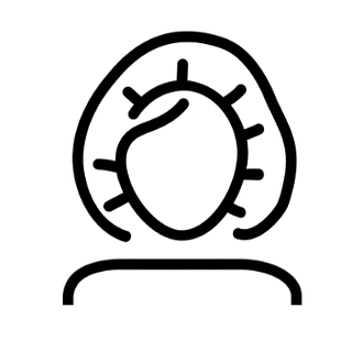 Icono de una persona con gorro de ducha, representado con un sencillo dibujo lineal en negro.