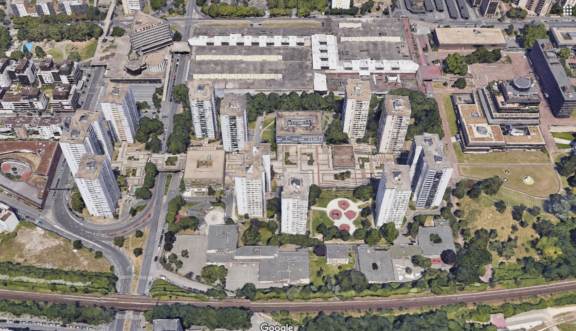 Vue aérienne de la ville de Bobigny.