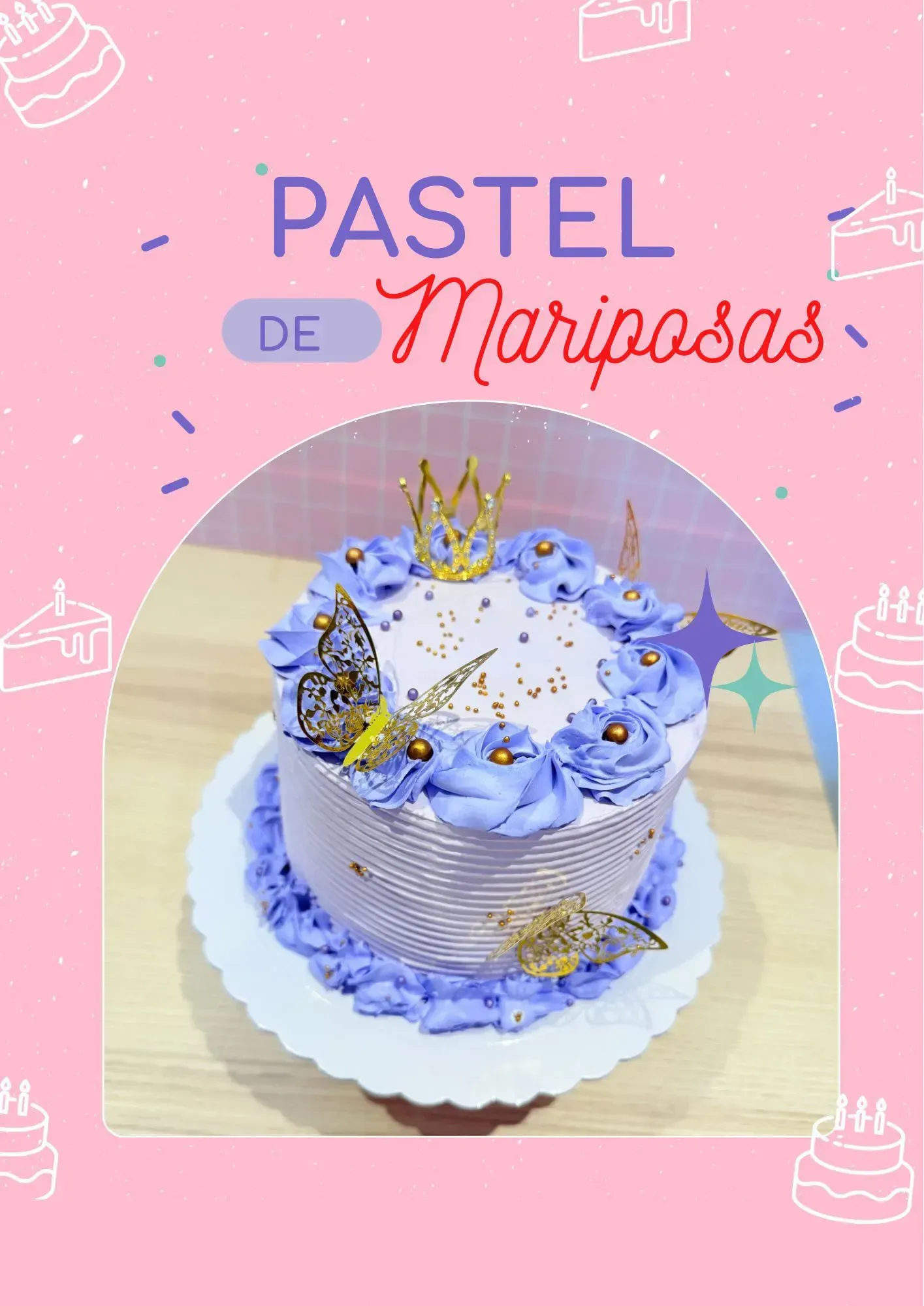 Estantes de una tienda de artículos de panadería llenos de cajas, soportes para pasteles y embalajes contra una pared rosa.