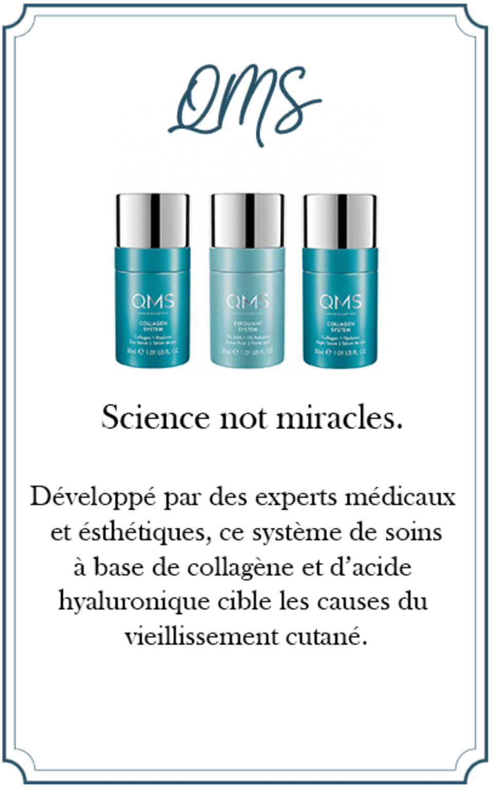 Trois bouteilles d'oms science not miracles sont sur un fond blanc.