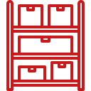 Étagère avec des boîtes