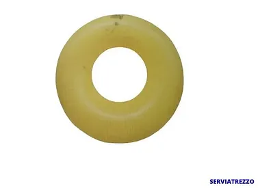 Un anillo de goma amarillo con un agujero en el medio.