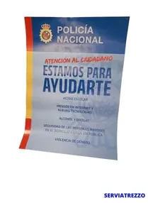 Un papel que dice policía nacional.