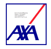 Un logotipo de una empresa llamada Axa con una flecha roja apuntando hacia arriba.