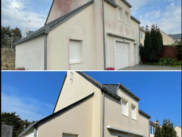 Avant après nettoyage des façades d'une maison