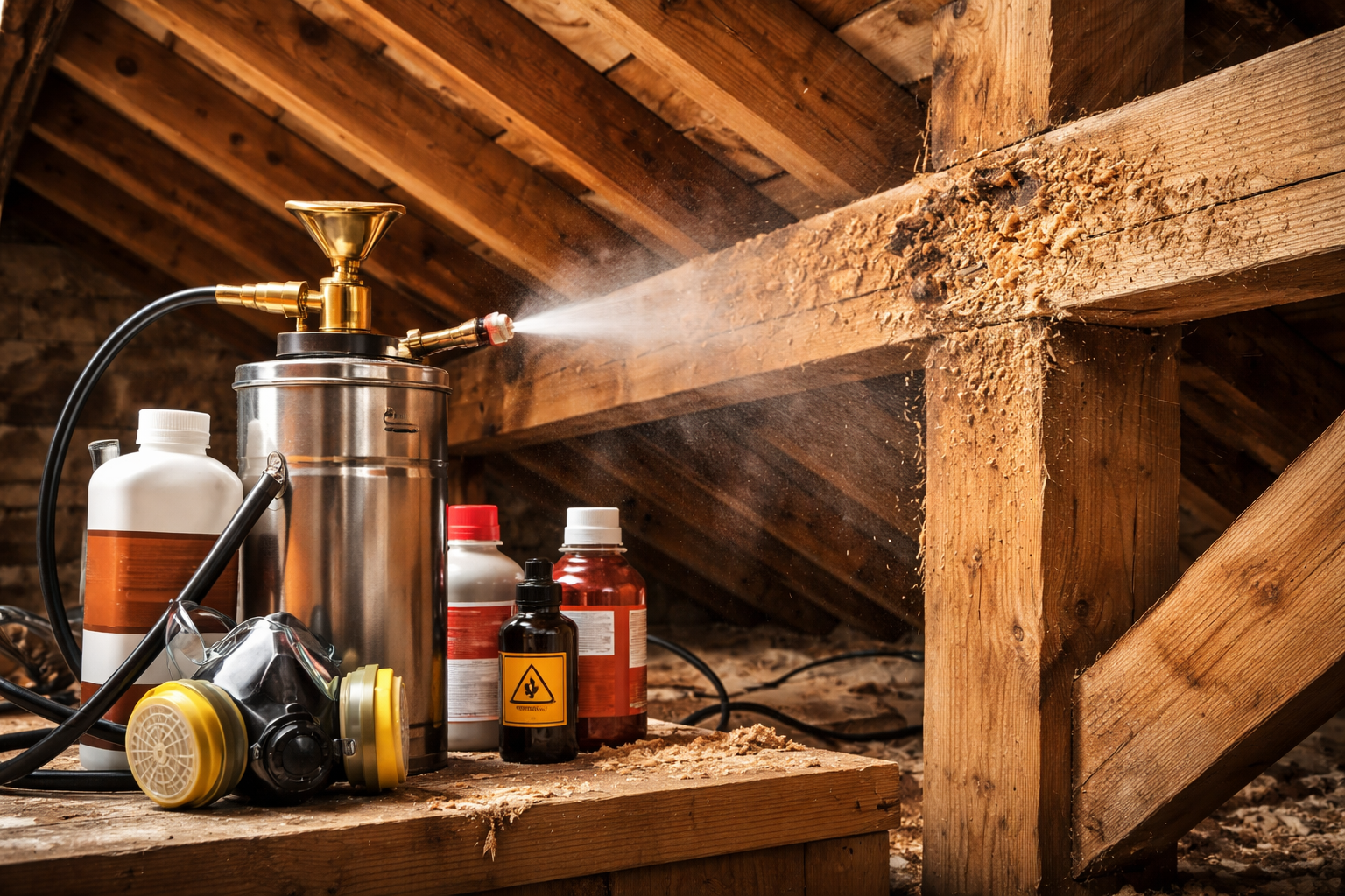 Sous-sol endommagé par l'eau avec pompe, déshumidificateur et outils ; des traces d'inondation sont visibles.