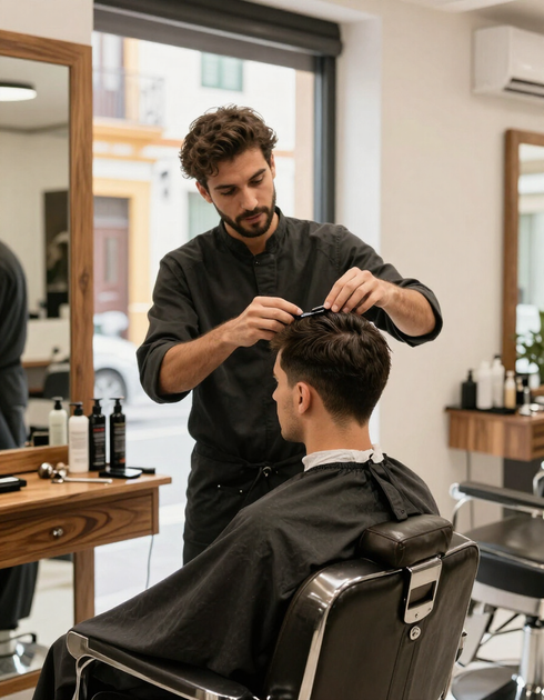 Interior de la peluquería de caballeros Milan 2 en Málaga