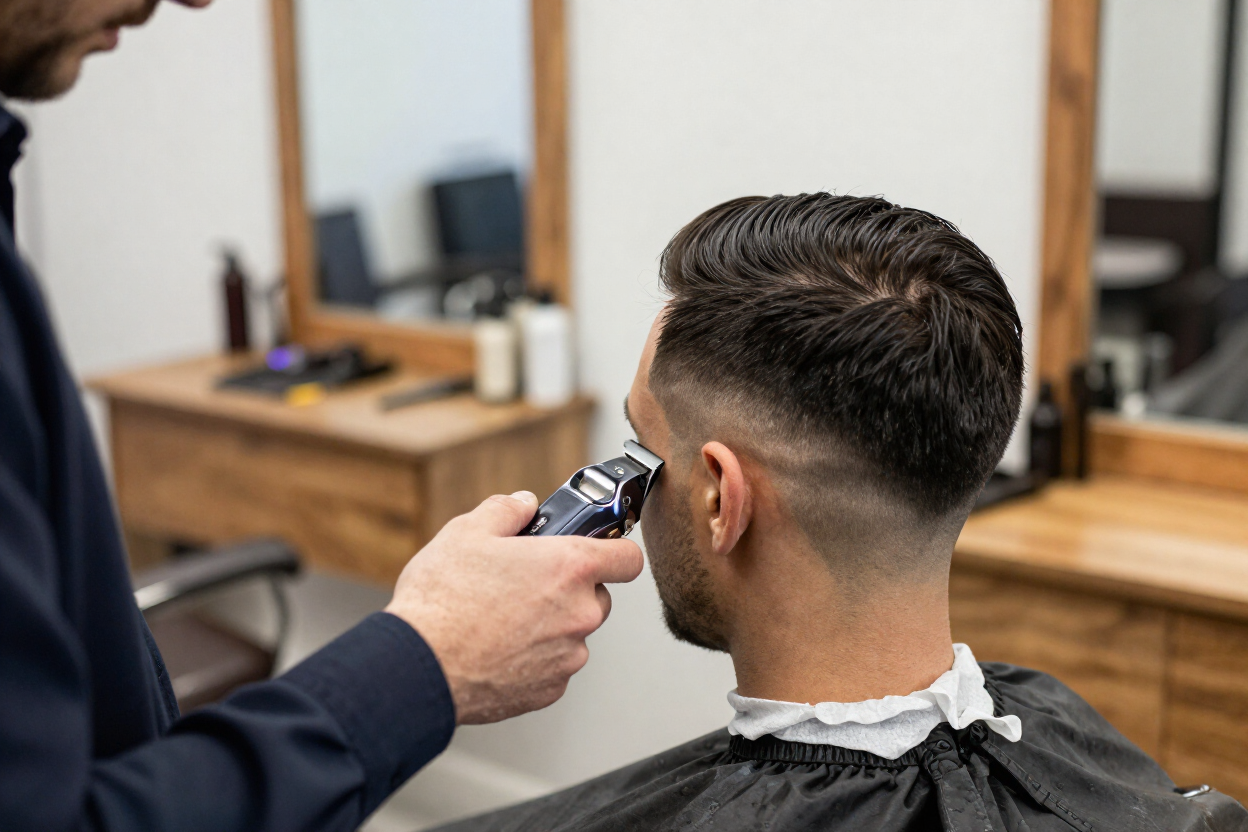 Barbero aplicando un degradado fade en Málaga