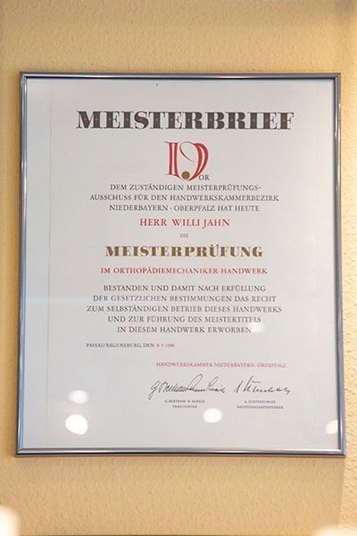 Jahn Orthopädie Meisterbrief